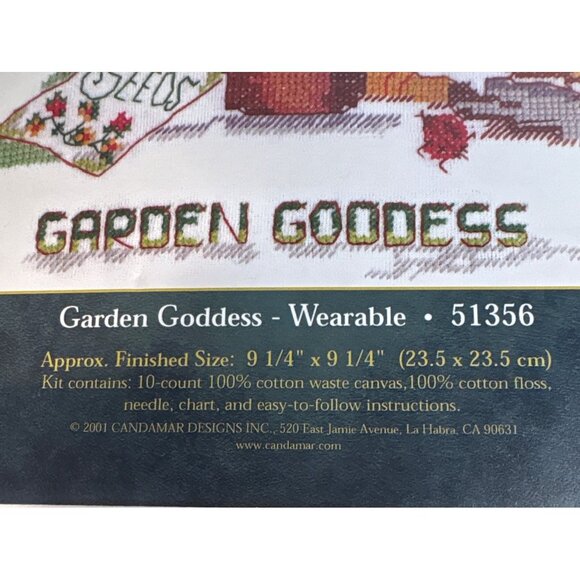 Counted Cross Stitch Kit Garden Goddess Wearable Design 51356 Candamar Designs - Picture 5 of 5